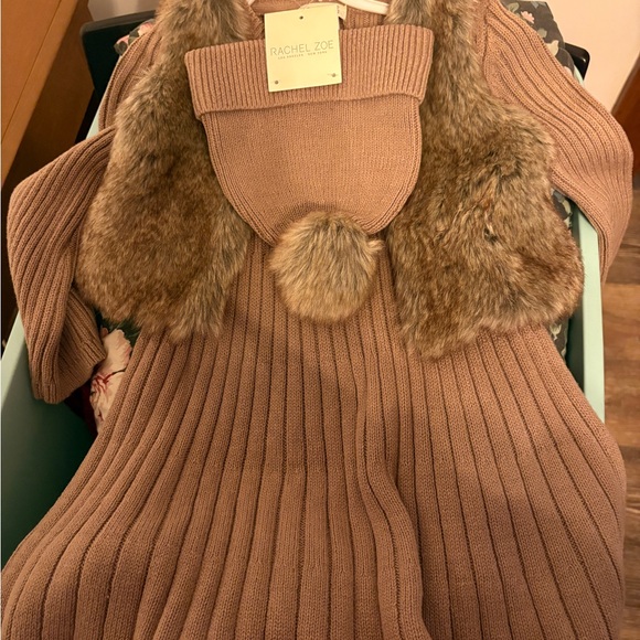 Rachel Zoe Toddler 3 Piece Set 3T Cable Knit Dress with Print Vest & Beanie Hat - Picture 1 of 3